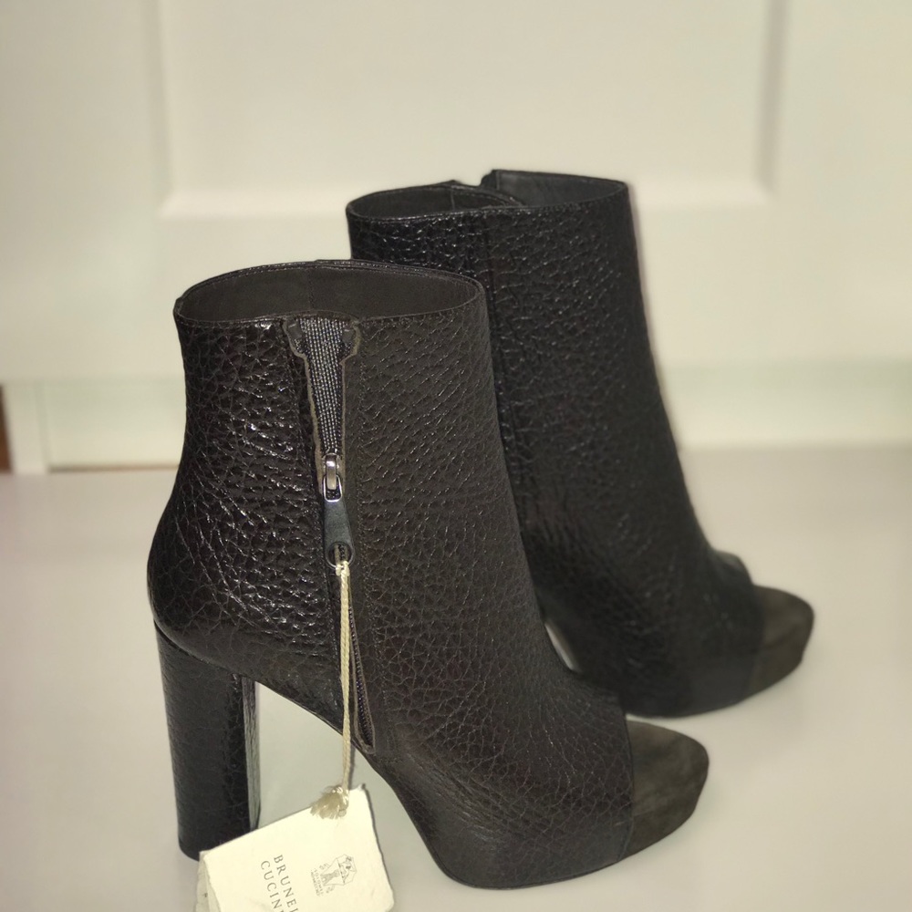 Brunello Cucinelli Leather Open- Toe Ankle Boot - Picture 4 of 8